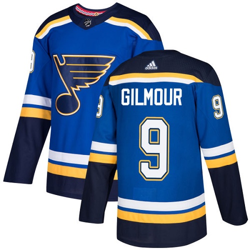 Adidas Blues #9 Doug Gilmour Blue Home Authentic Stitched NHL Jersey